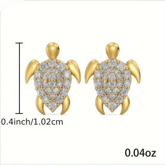 HP 🎉 NWOT Gold-Plated Turtle Crystal Stud Earrings For Women or valentine day - Picture 5 of 5